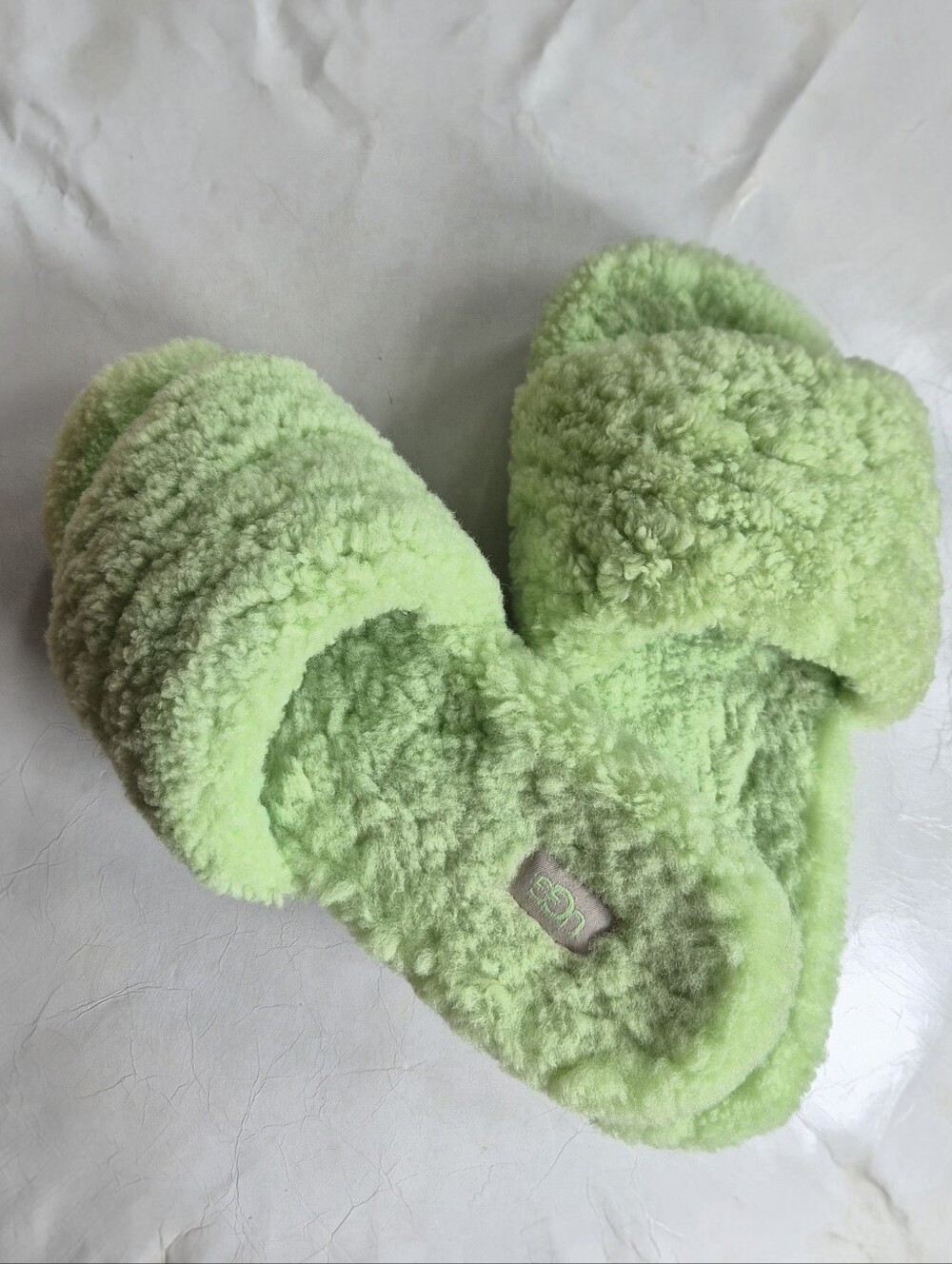 UGG - Cozetta Curly Wool Slippers in Parakeet Green, Size 9